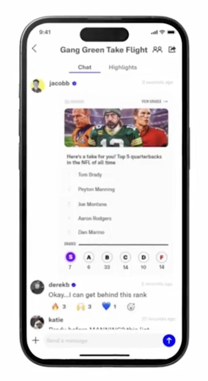 Bunches mobile ranking screen