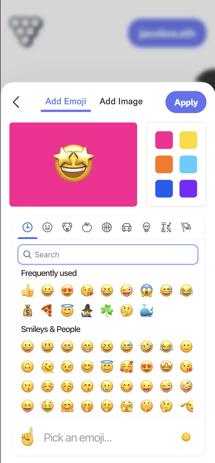 Friends on Chain mobile card editing screen